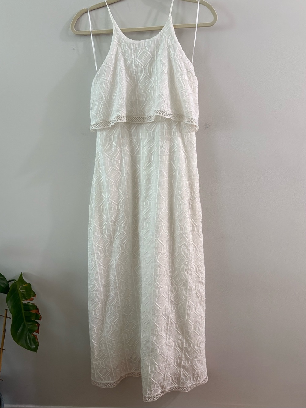 Anthropologie White Lace Maxi with Layered Bodice